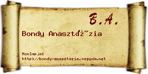 Bondy Anasztázia névjegykártya